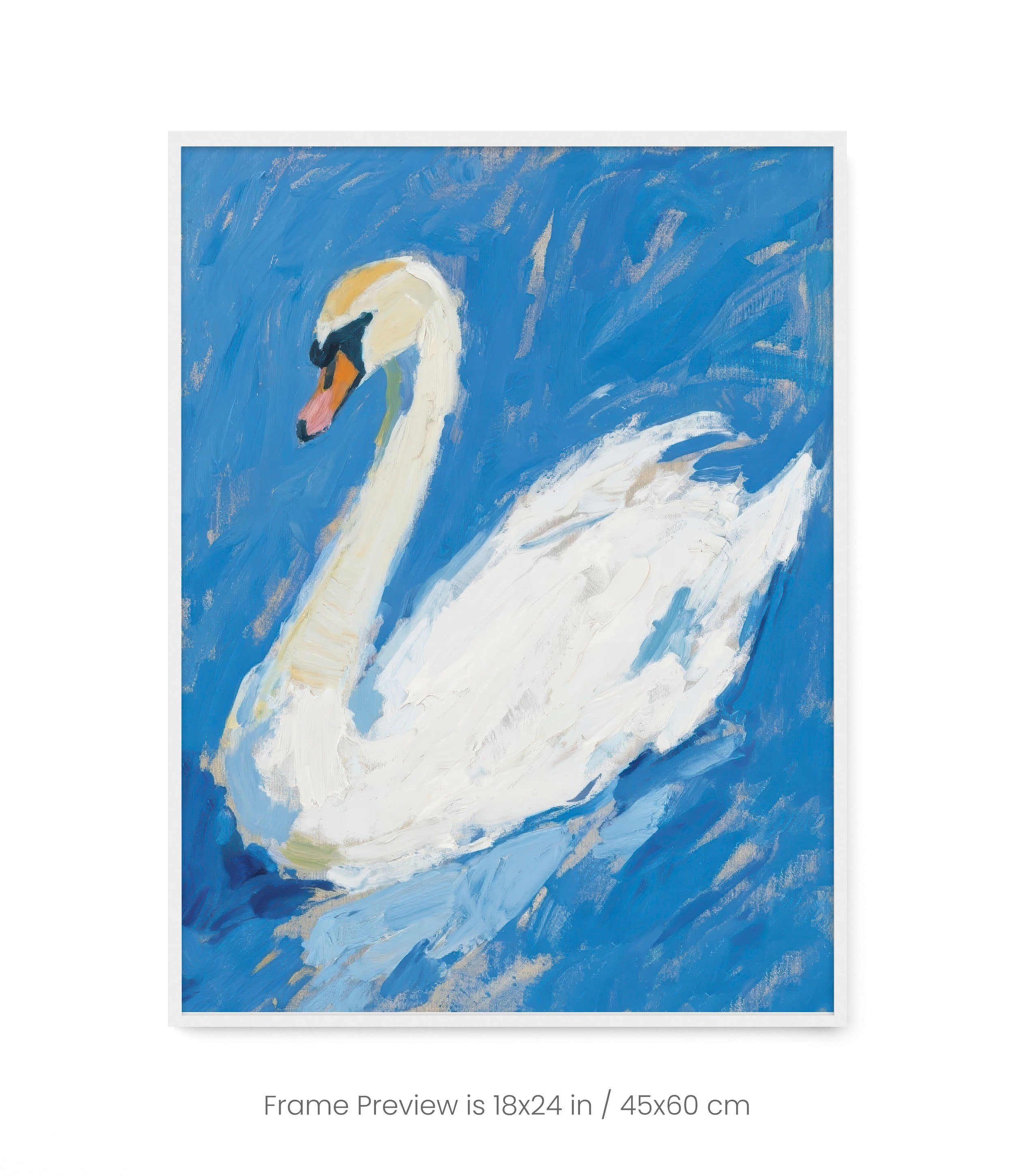 Swan, Blue Background
